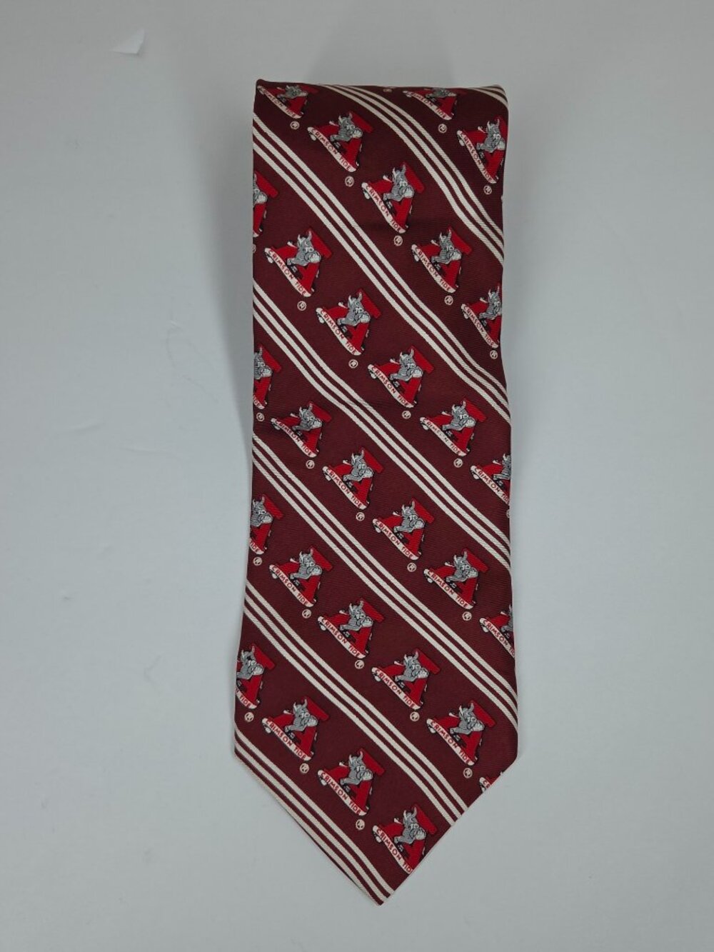 Vtg University Of Alabama Crimson Tide Elephant A Logo Striped Silk Tie